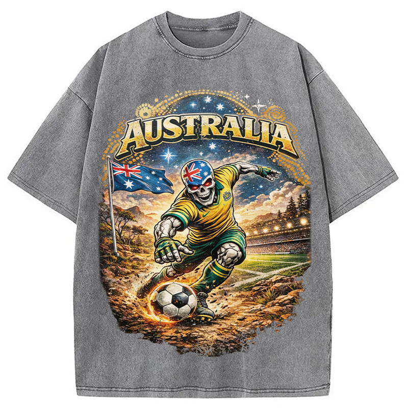 Modecanvas Australia Soccer DTG Printing Washed T-Shirt