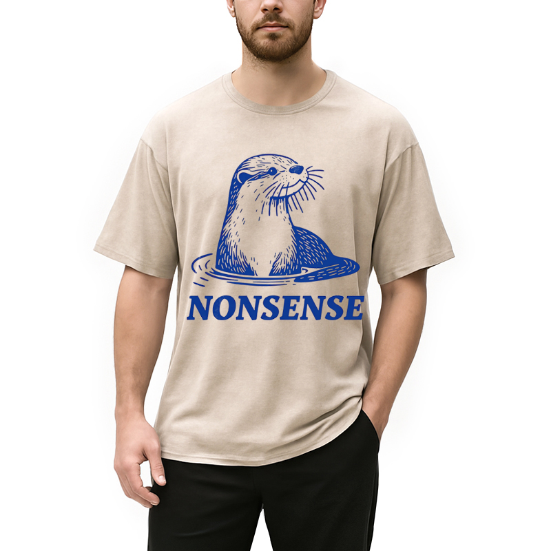 Modecanvas Funny Sea Otters Meme DTG Printing Washed T-Shirt