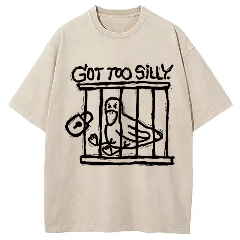 Modecanvas Lock Up A Stupid Goose Washed T-Shirt-modecanvas