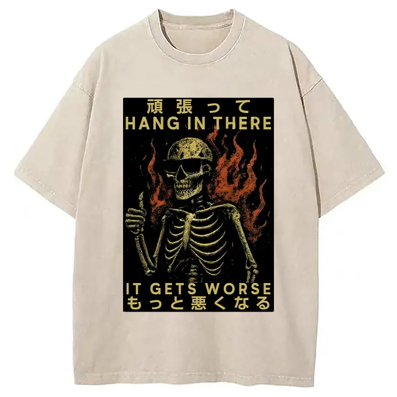 Modecanvas Skeletons Who Encourage Others DTG Printing Washed T-Shirt-modecanvas