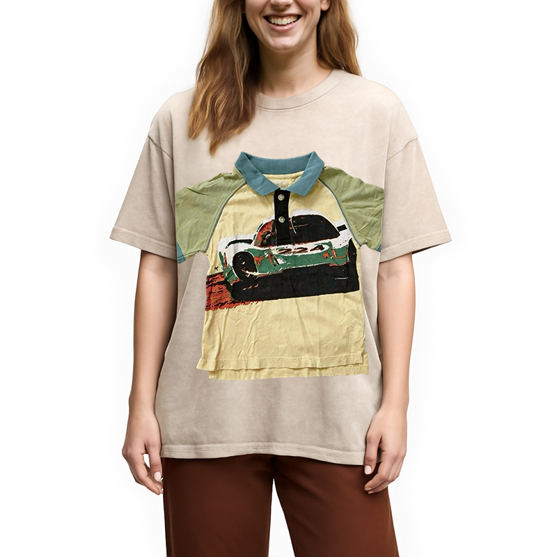 Modecanvas Children's Car Shirt Of DTG Printing Washed T-Shirt