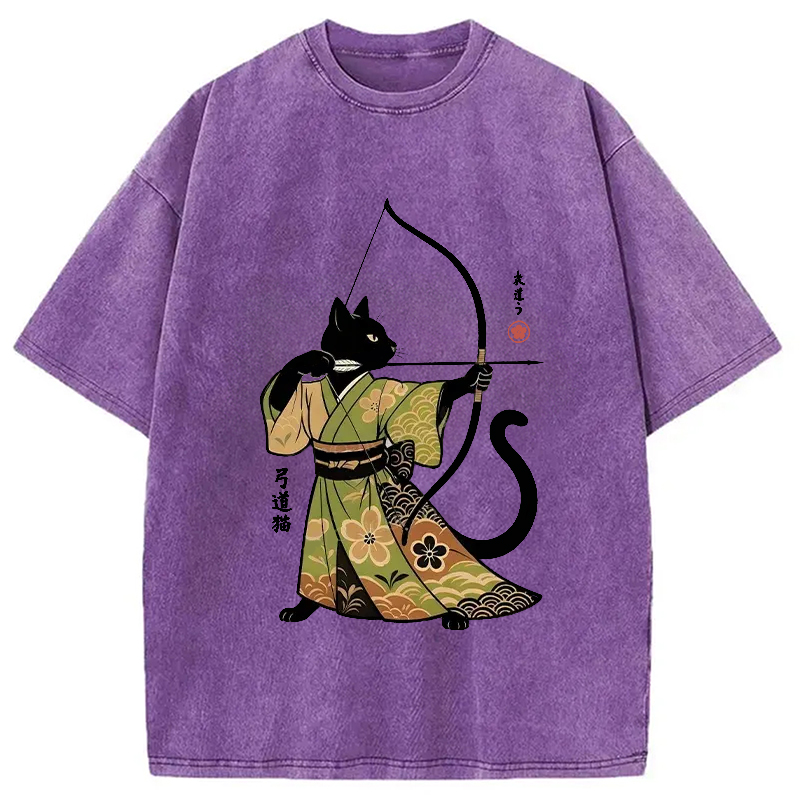 Modecanvas Japan Cat Archery Washed T-Shirt