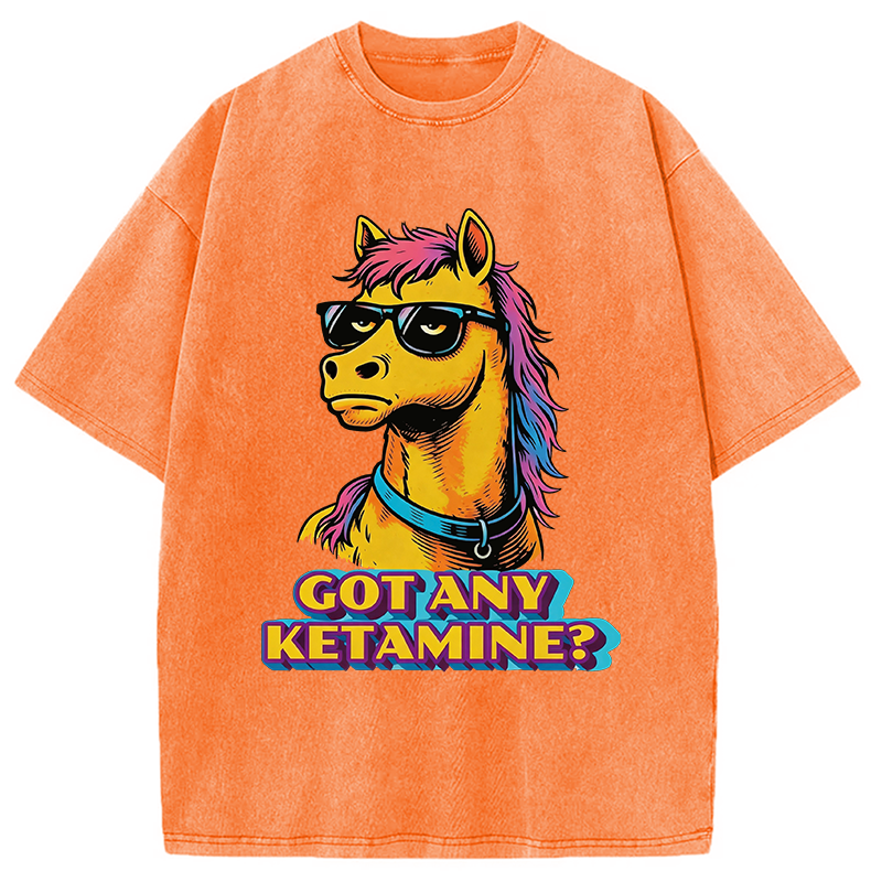 Modecanvas Got Any Ketamine Horse DTG Printing Washed T-Shirt