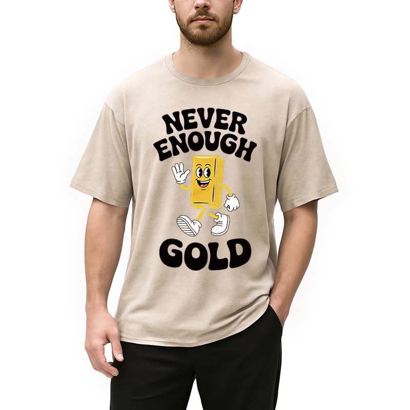Modecanvas Funny Gold Meme DTG Printing Washed T-Shirt
