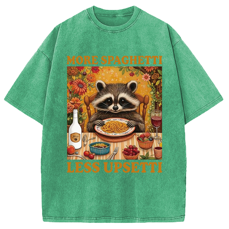 Modecanvas More Spagetti Less Upsetti Raccoon DTG Printing Washed T-Shirt
