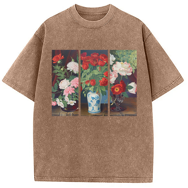Modecanvas Van Gogh Flower Washed T-Shirt
