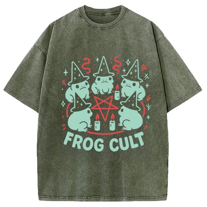 Modecanvas Frog Cult Meme DTG Printing Washed T-Shirt