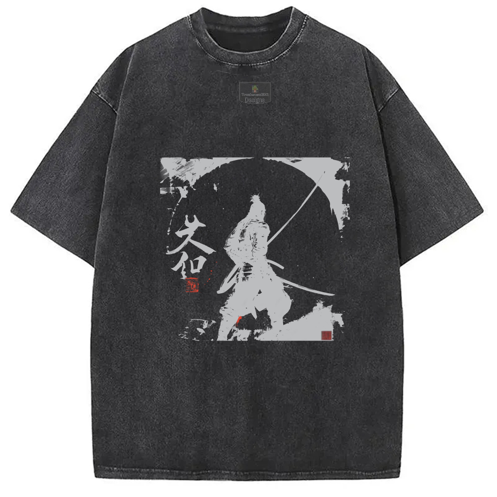 Modecanvas Japanese Samurai Washed T-Shirt