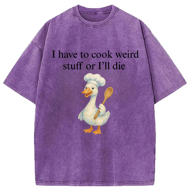 Modecanvas Silly Goose Baker Funny Cooking Meme DTG Printing Washed T-Shirt-modecanvas