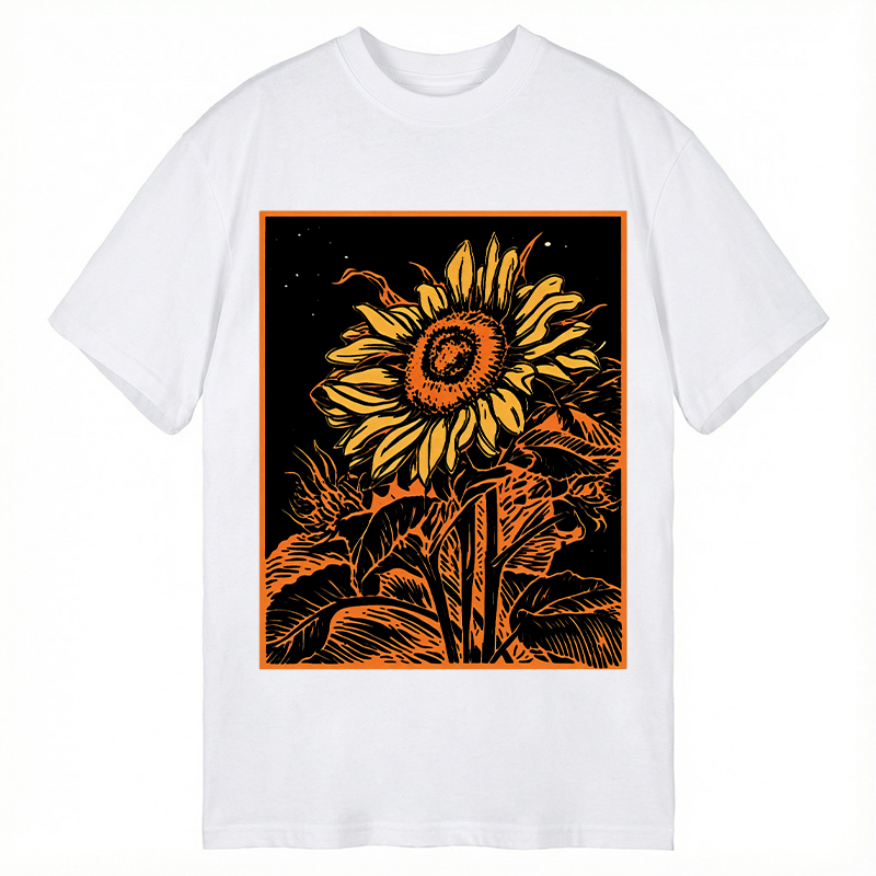 Modecanvas Vintage Woodcut Bloom DTG Printing Classic T-Shirt-modecanvas