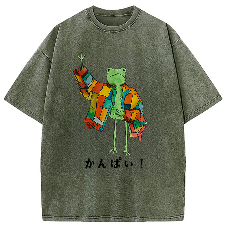 Modecanvas Cheers Frog Washed T-Shirt
