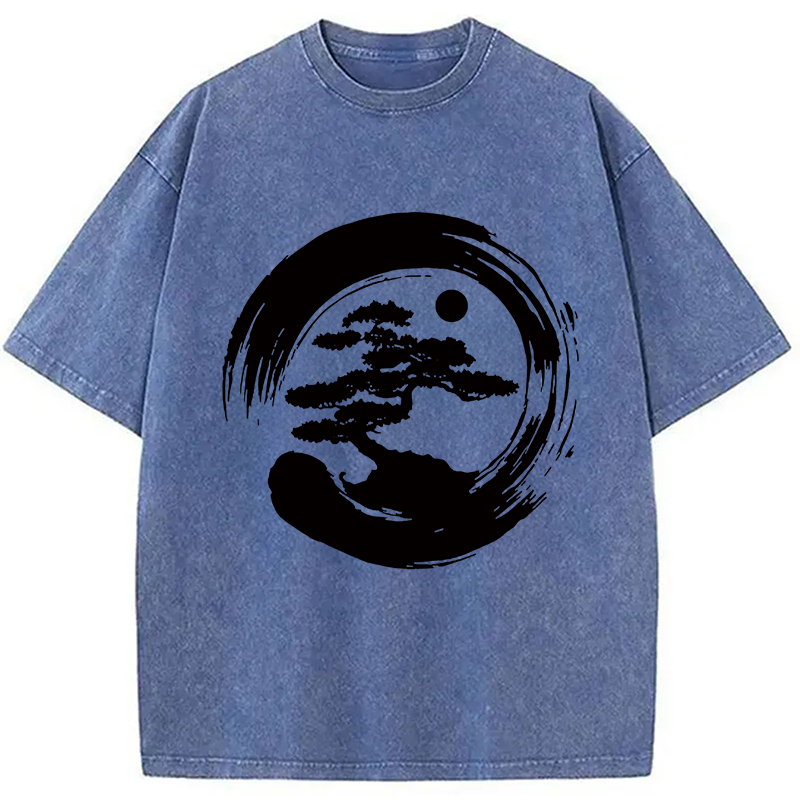 Modecanvas Zen Bonsai DTG Printing Washed T-Shirt
