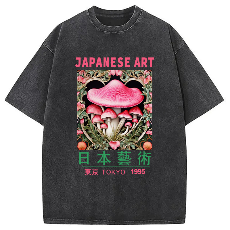 Modecanvas Pink Fantasy Mushrooms Art Washed T-Shirt