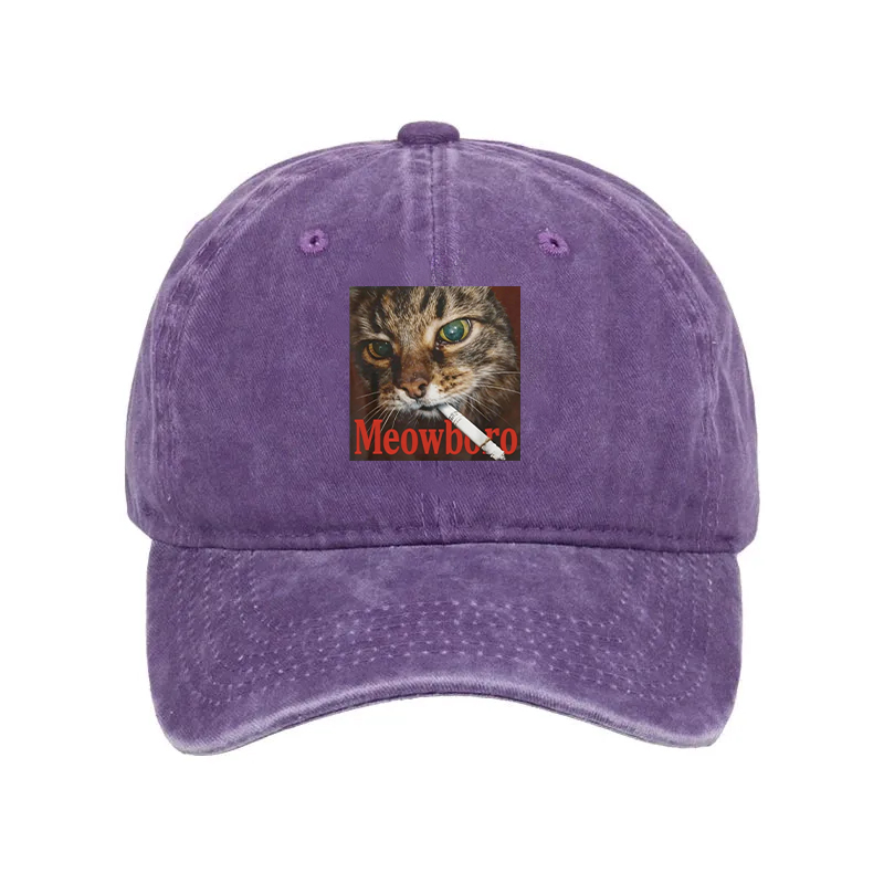 Modecanvas Funny Smoking Cat Meme Washed Cap-modecanvas