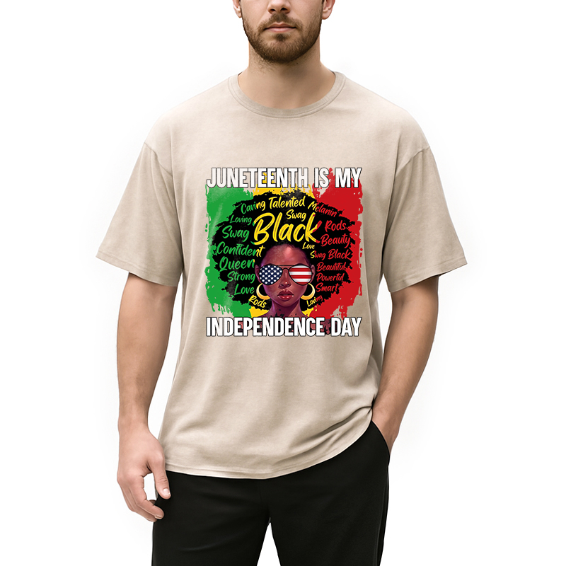 Modecanvas Juneteenth My Independence Day DTG Printing Washed T-Shirt