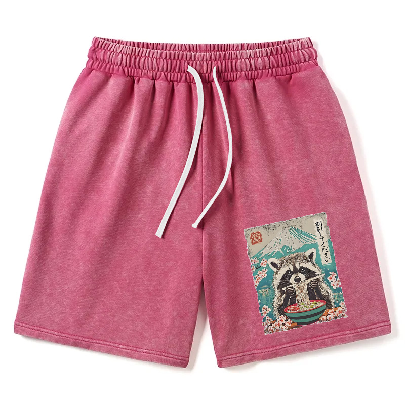 Modecanvas Please Give Raccoon A Discount Washed Short