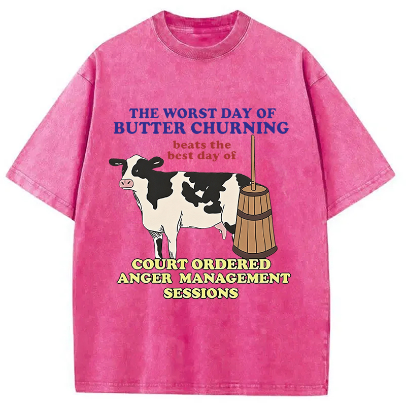 Modecanvas The Worst Day Of Butter Churning DTG Printing Washed T-Shirt
