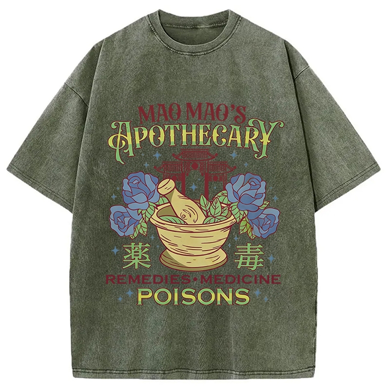 Modecanvas Apothecary Poisons DTG Printing Washed T-Shirt