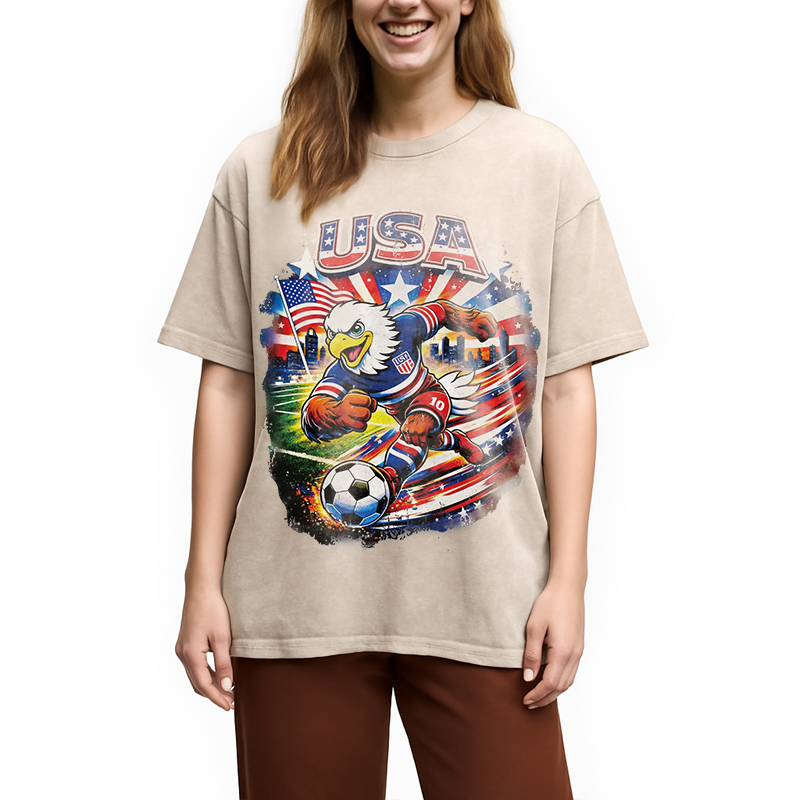 Modecanvas American Eagle Soccer DTG Printing Washed T-Shirt