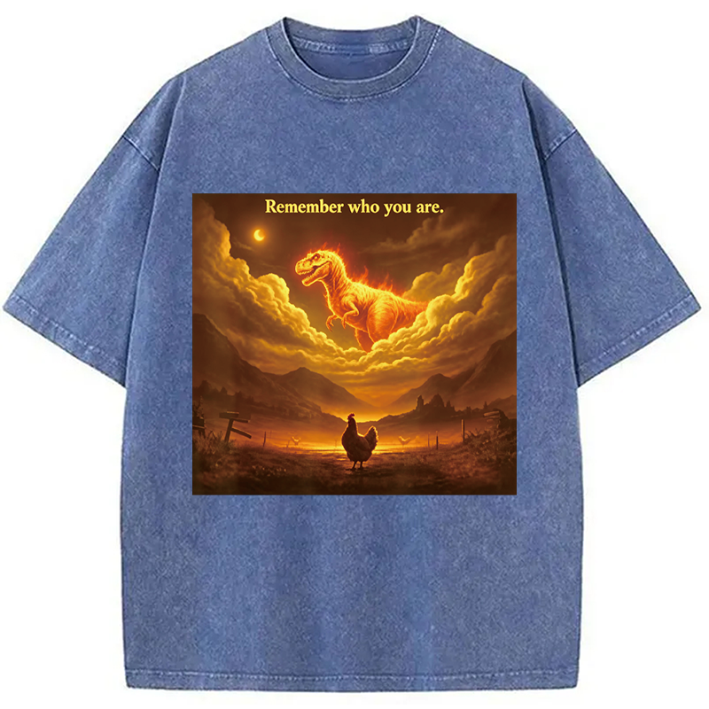 Modecanvas Funny Evolution Chicken Meme DTG Printing Washed T-Shirt