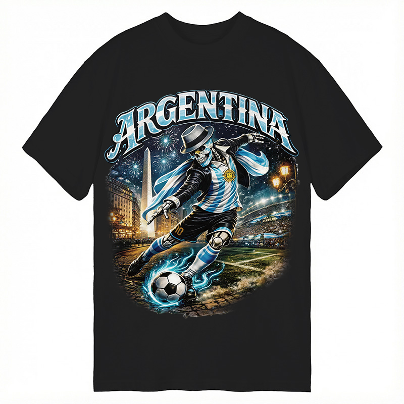 Modecanvas Skull Argentina Football DTG Printing Classic T-Shirt-modecanvas