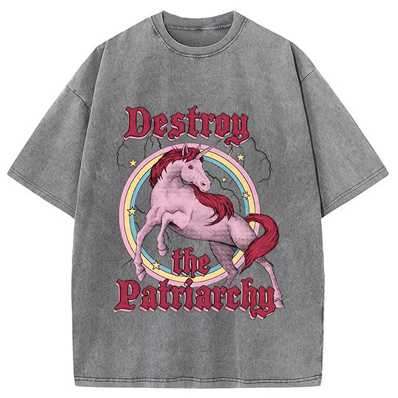 Modecanvas Destroy the Patriarchy DTG Printing Washed T-Shirt