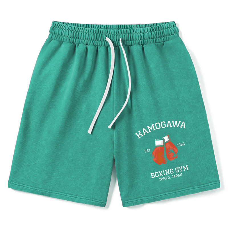 Modecanvas Retro Boxing Gloves Manga Anime Washed Shorts