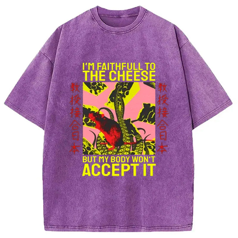 Modecanvas Lactose Intolerant Funny Rat Washed T-Shirt