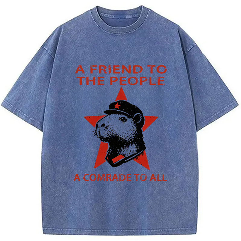 Modecanvas Capibalism Funny Washed T-Shirt