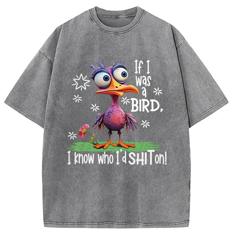 Modecanvas If I Was A Bird DTG Printing Washed T-Shirt