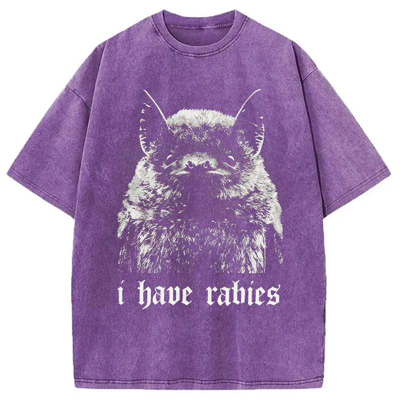 Modecanvas I Have Rabies DTG Printing Washed T-Shirt