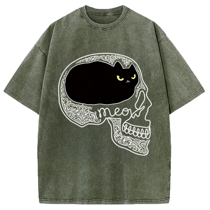 Modecanvas All I Can Think About Is Cat DTG Printing Washed T-Shirt