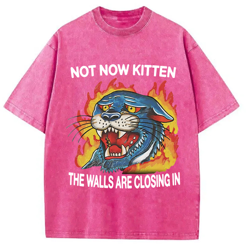 Modecanvas Not Now Kitten DTG Printing Washed T-Shirt