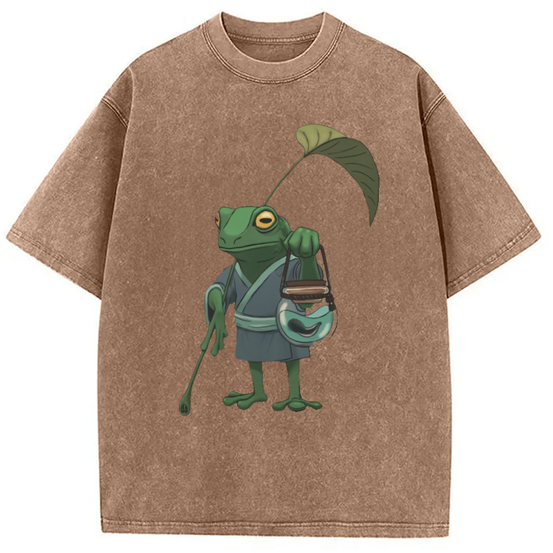 Modecanvas A Frog and His Son Washed T-Shirt