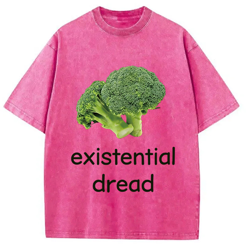 Modecanvas Existential Dread Broccoli DTG Printing Washed T-Shirt