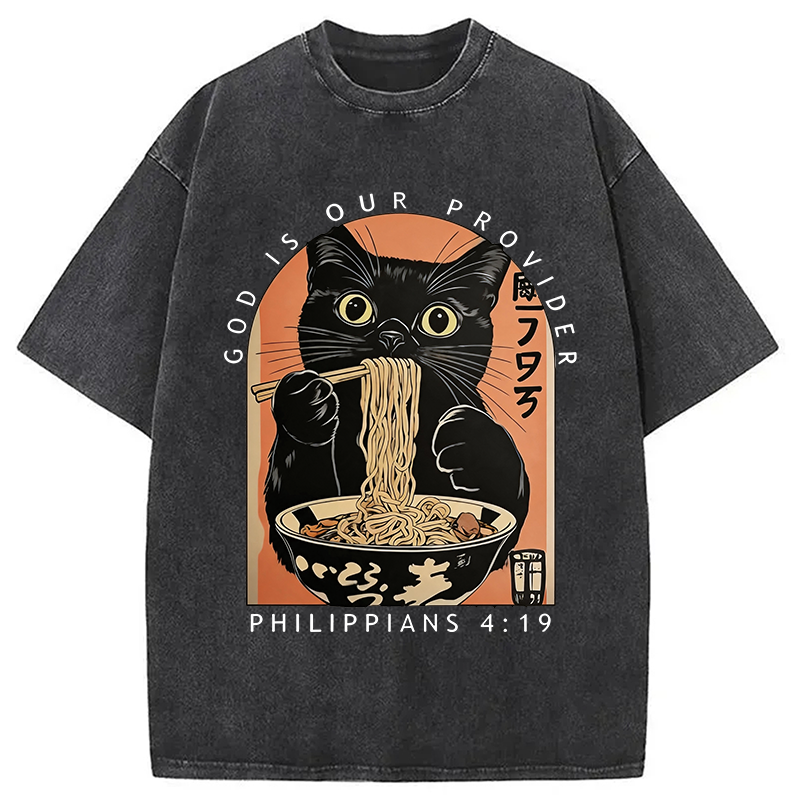 Modecanvas God Is Our Provider DTG Printing Washed T-Shirt