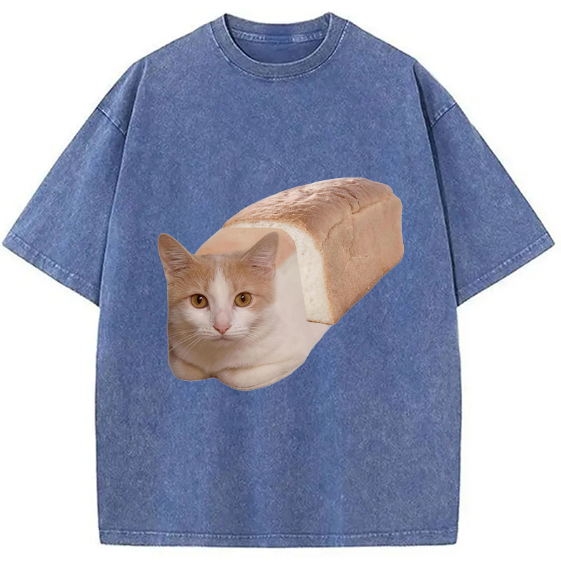 Modecanvas Cat Bread DTG Printing Washed T-Shirt