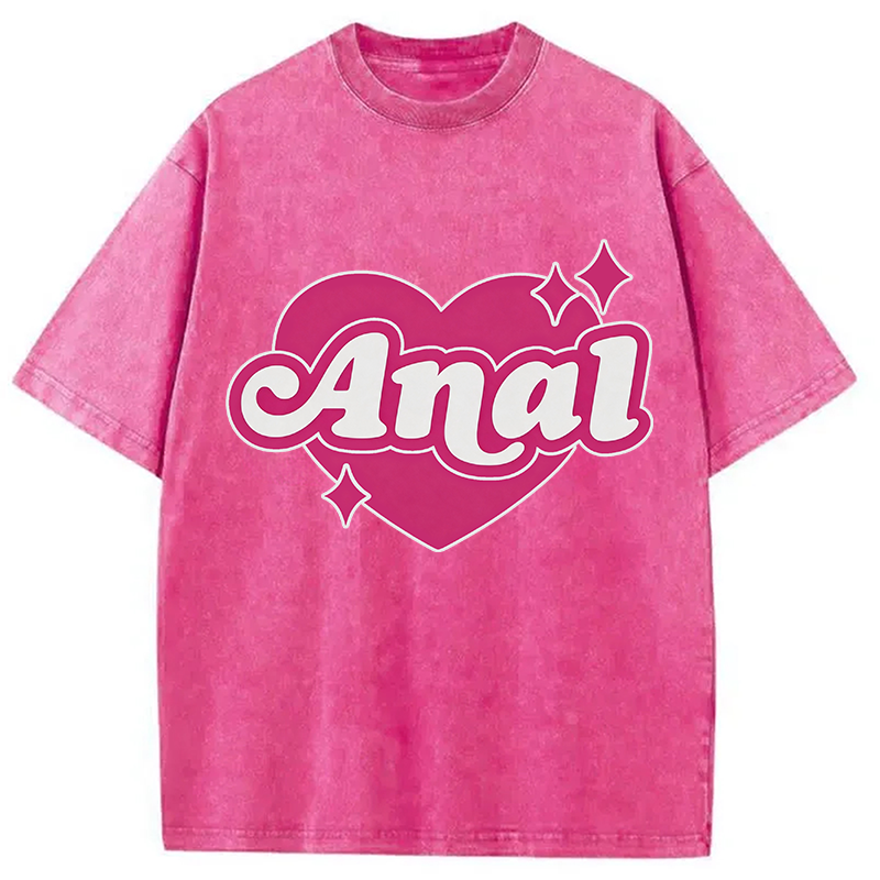 Modecanvas Anal Heart DTG Printing Washed T-Shirt
