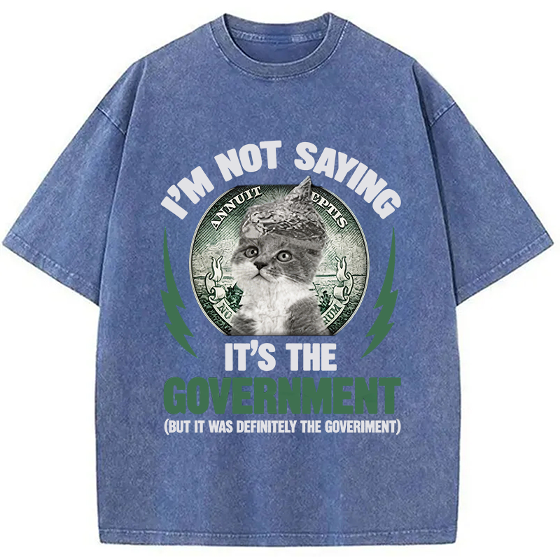 Modecanvas Government Conspiracy Cat DTG Printing Washed T-Shirt