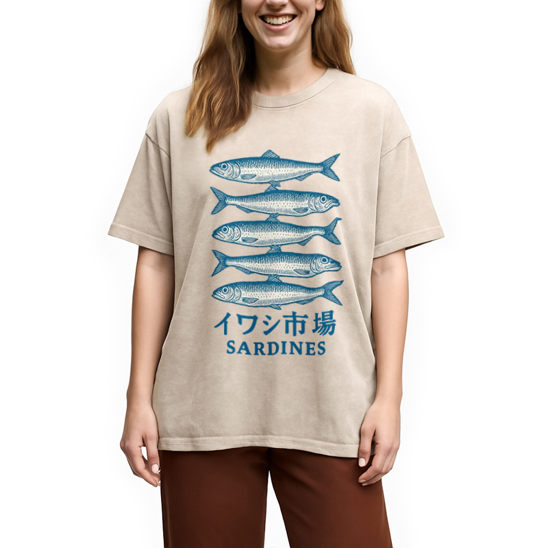 Modecanvas Japanese Sardines Market Washed T-Shirt