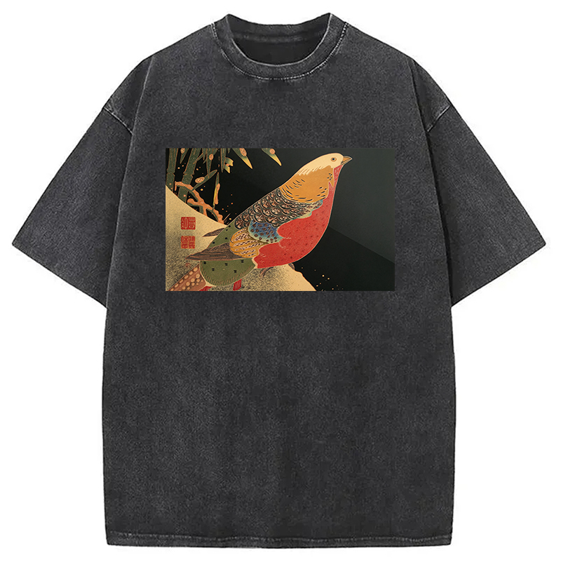 Modecanvas Golden Pheasant in the Snow Washed T-Shirt