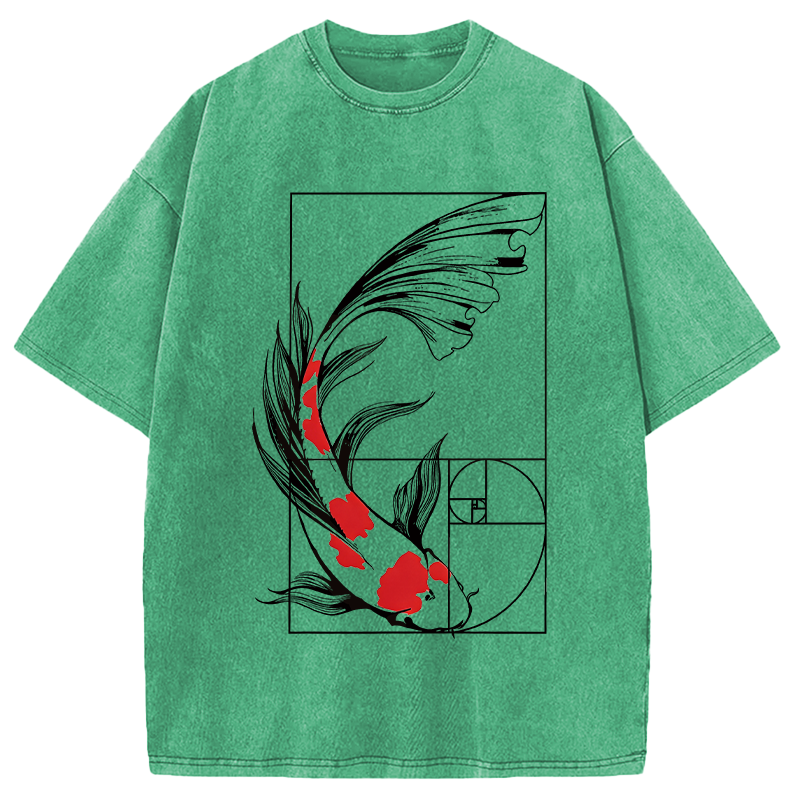 Modecanvas Golden Ratio Koi DTG Printing Washed T-Shirt