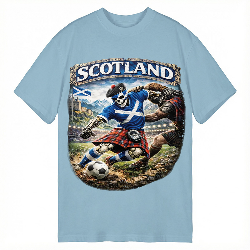 Modecanvas Scotland Soccer Skull DTG Printing Classic T-Shirt-modecanvas