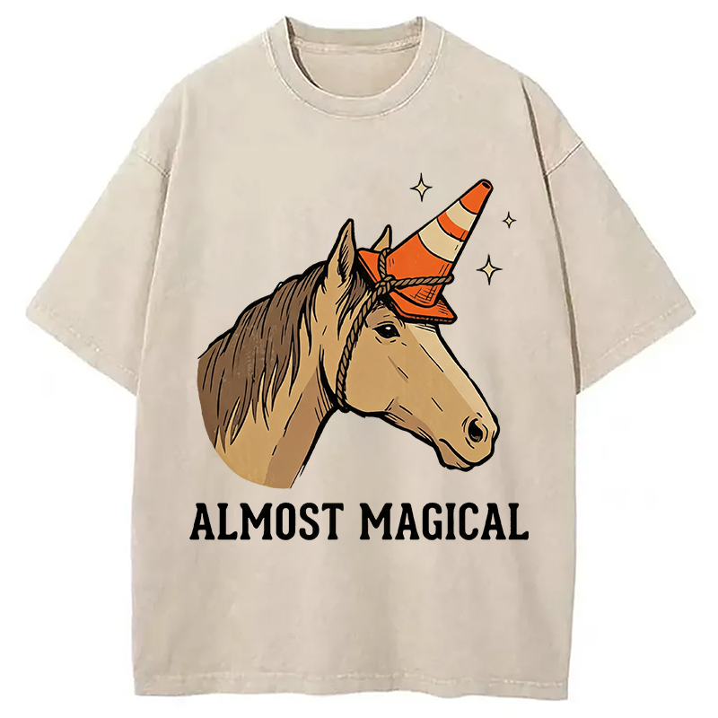 Modecanvas Almost Magical Horse DTG Printing Washed T-Shirt