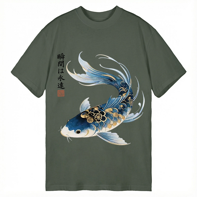 Modecanvas Elegant Koi Fish Watercolor DTG Printing Classic T-Shirt-modecanvas