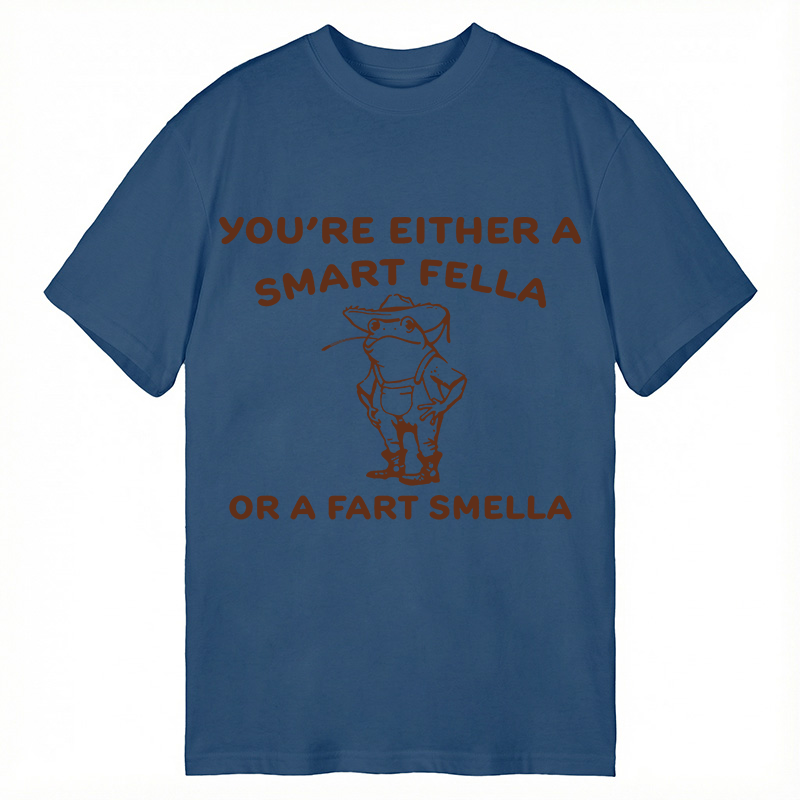 Modecanvas Are You A Smart Fella Or Fart Smella? Cowboy Frog DTG Printing Classic T-Shirt-modecanvas