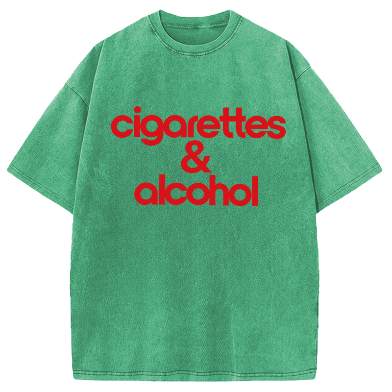 Modecanvas Cigarettes & Alcohol DTG Printing Washed T-Shirt