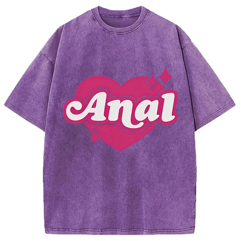 Modecanvas Anal Heart DTG Printing Washed T-Shirt