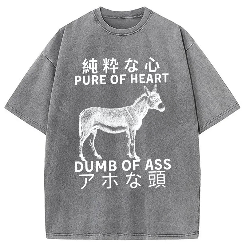 Modecanvas Donkey Pure of Heart Dumb of Ass Washed T-Shirt-modecanvas