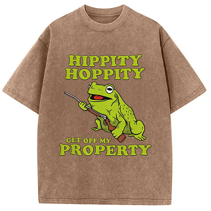 Modecanvas Hippity Hoppity Get Off My Property Meme DTG Printing Washed T-Shirt